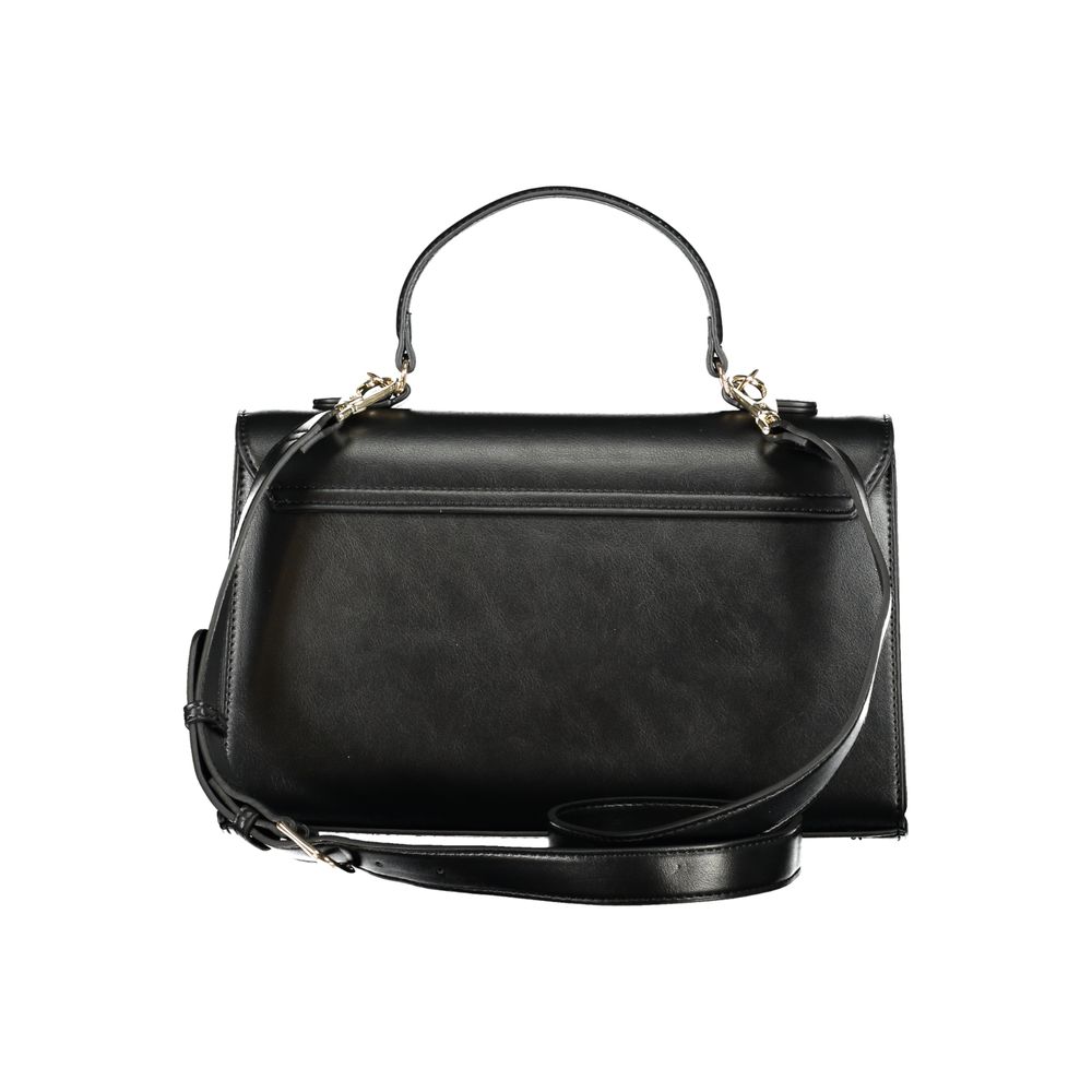 Mario Valentino Black Faux Leather Handbag with Elegant Features