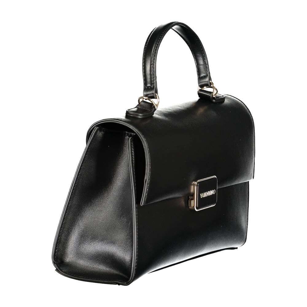Mario Valentino Black Faux Leather Handbag with Elegant Features