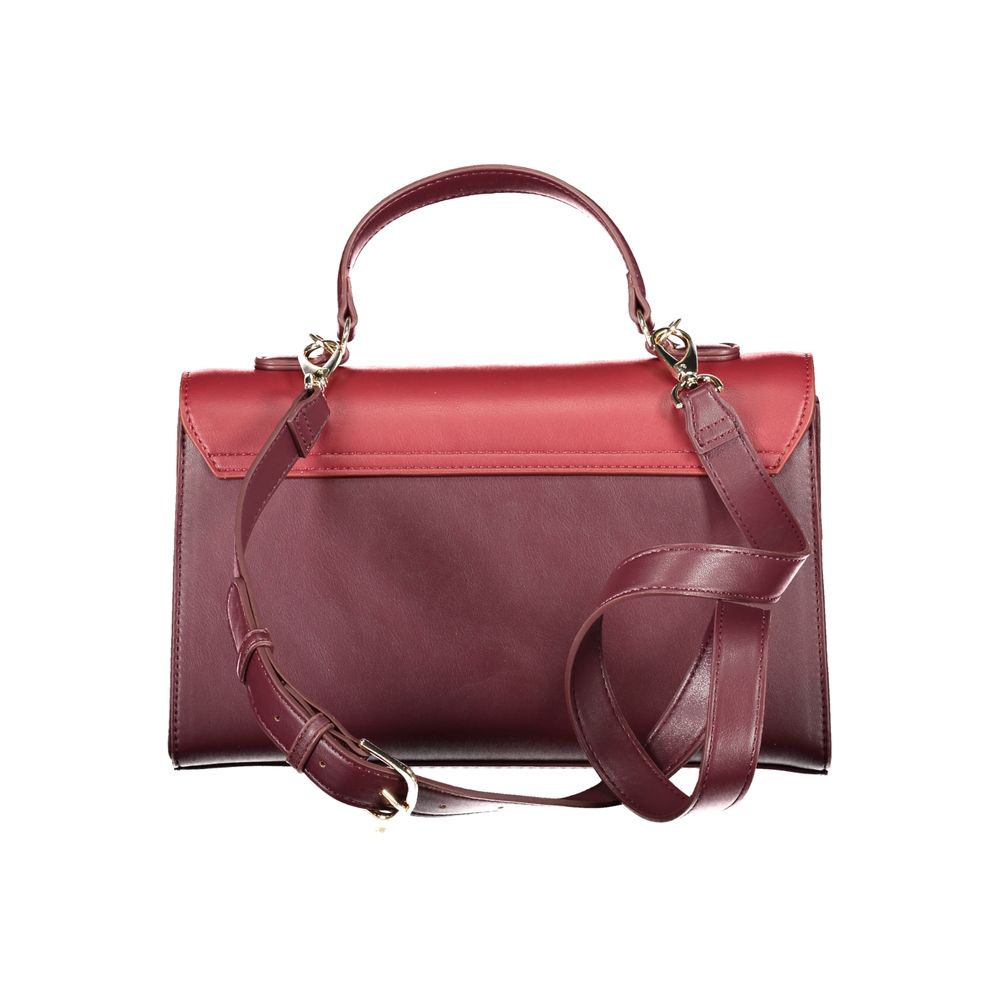 Mario Valentino Red Leather Effect Handbag with Contrasting Details