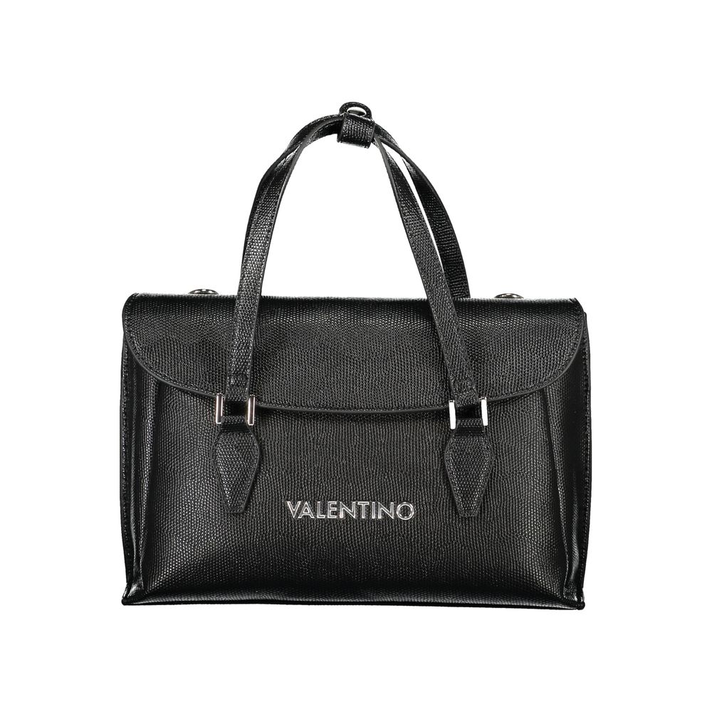 Mario Valentino Black Faux Leather Handbag with Elegant Details