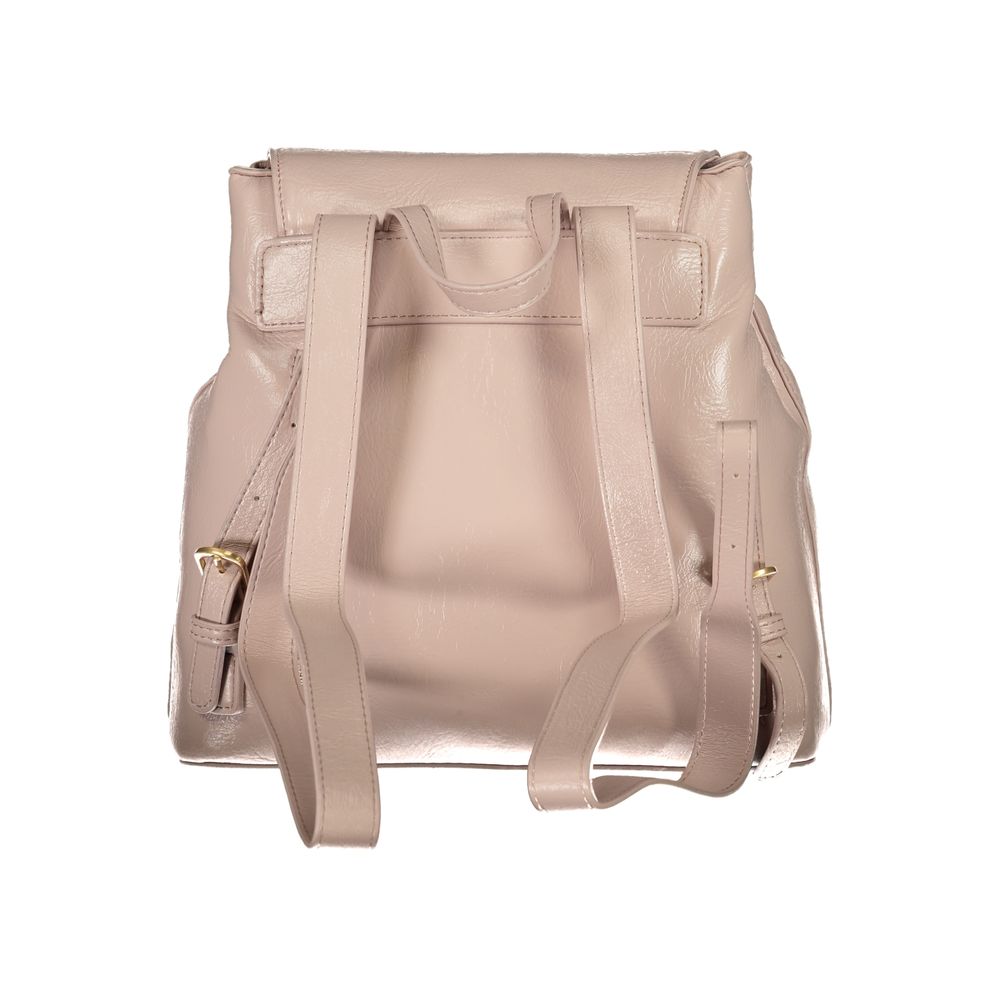 Mario Valentino Pink Faux Leather Backpack with Elegant Design
