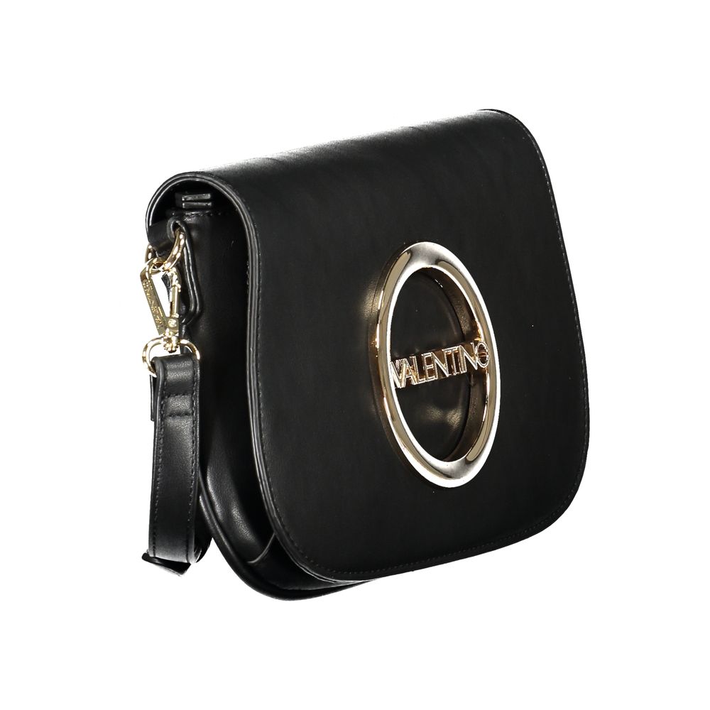 Mario Valentino Black Faux Leather Handbag with Logo Detail