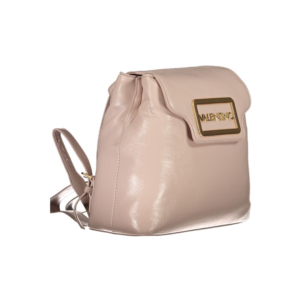 Mario Valentino Pink Faux Leather Backpack with Elegant Design
