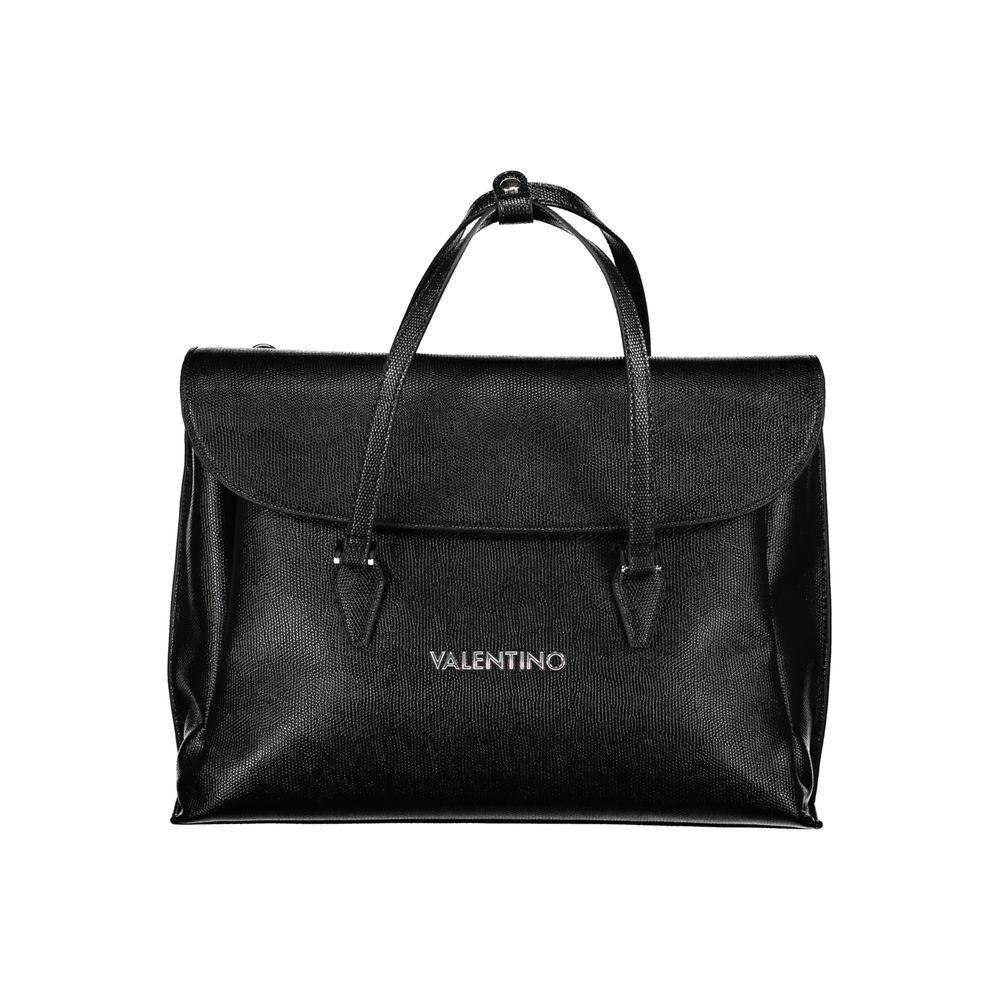 Mario Valentino Black Faux Leather Handbag with Adjustable Strap