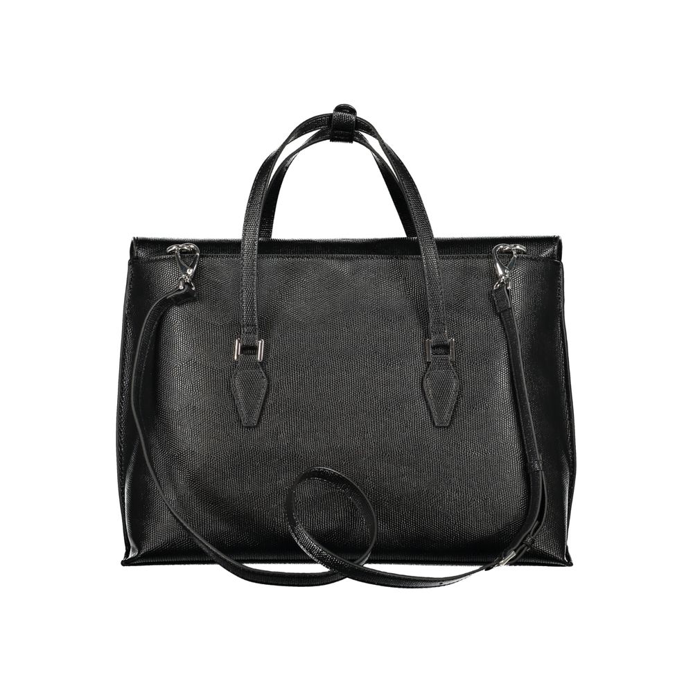 Mario Valentino Black Faux Leather Handbag with Adjustable Strap