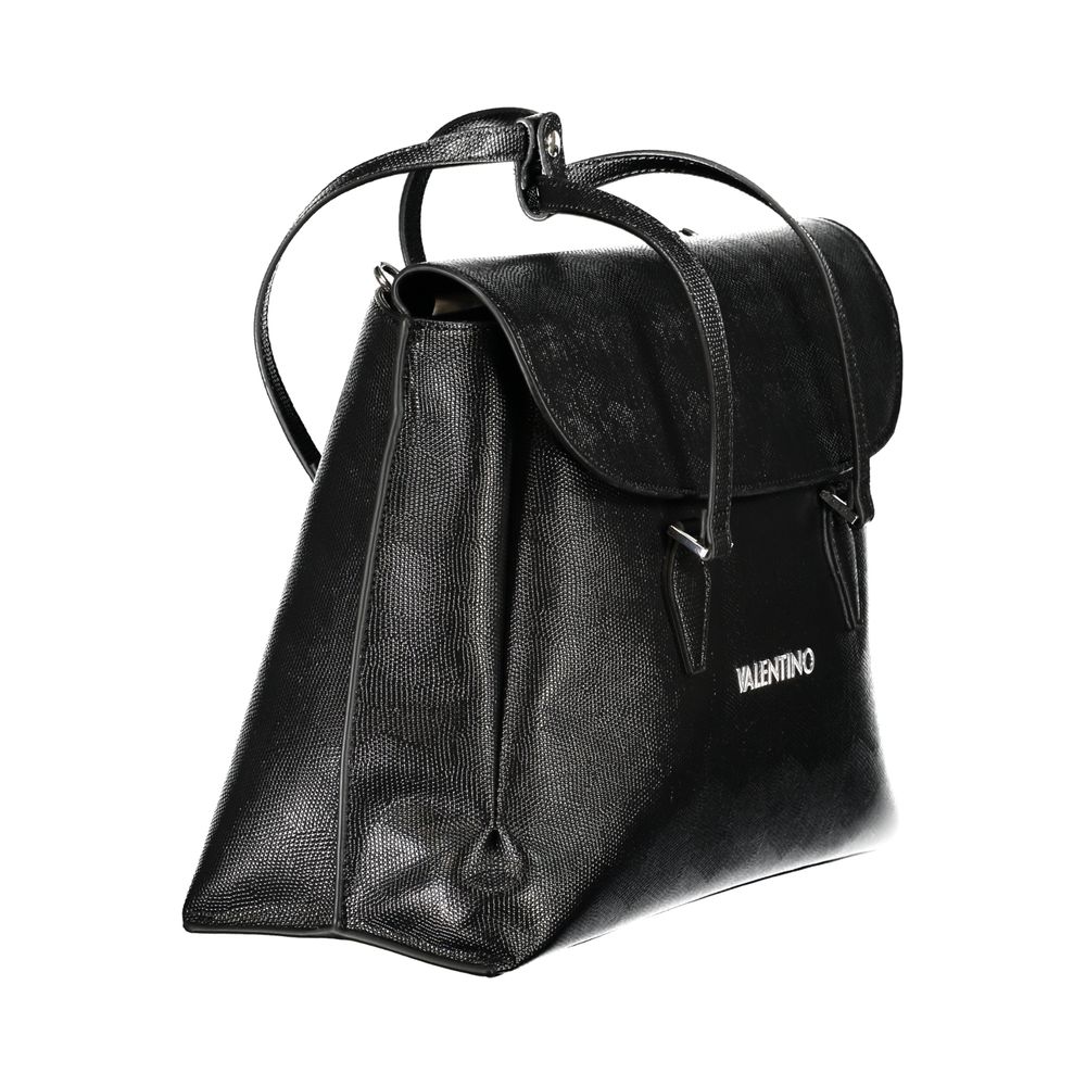 Mario Valentino Black Faux Leather Handbag with Adjustable Strap