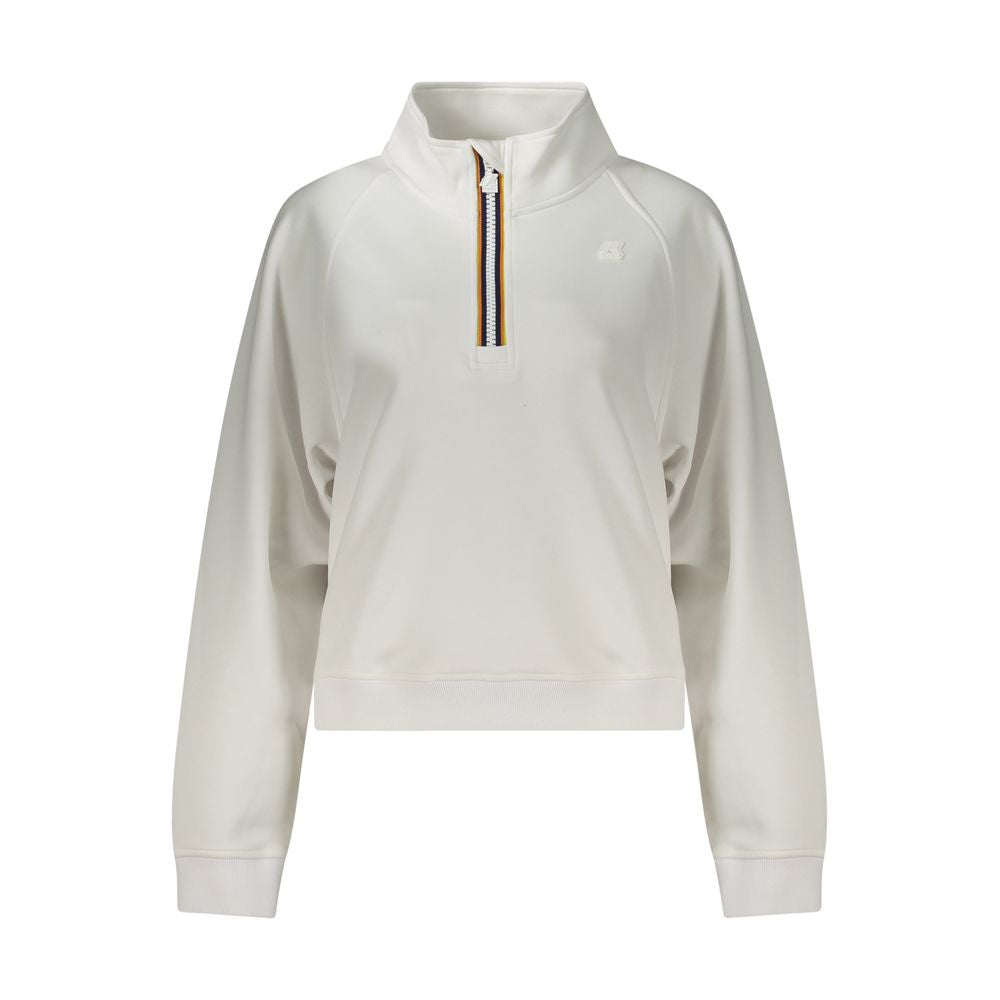 K-WAY White Polyester Sweater - Long Sleeve Sweatshirt with Half Zip