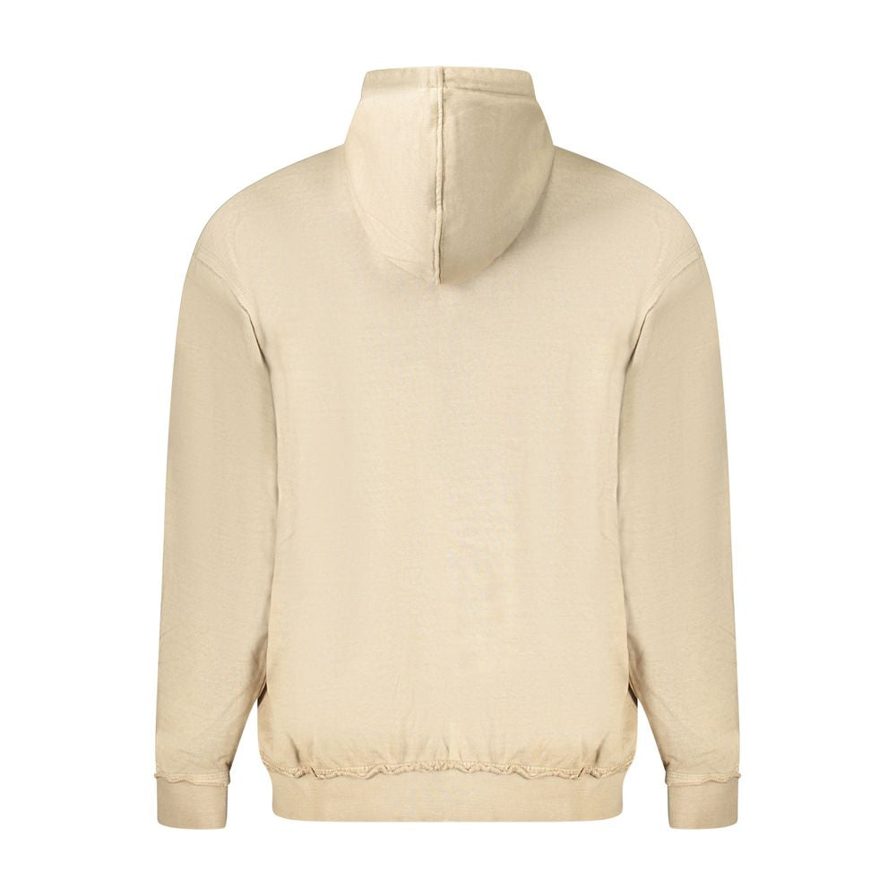 Guess Jeans Beige Cotton Sweater - Long-Sleeved Hooded Sweatshirt