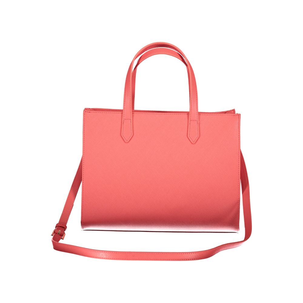 Mario Valentino Pink Faux Leather Handbag with Contrast Details