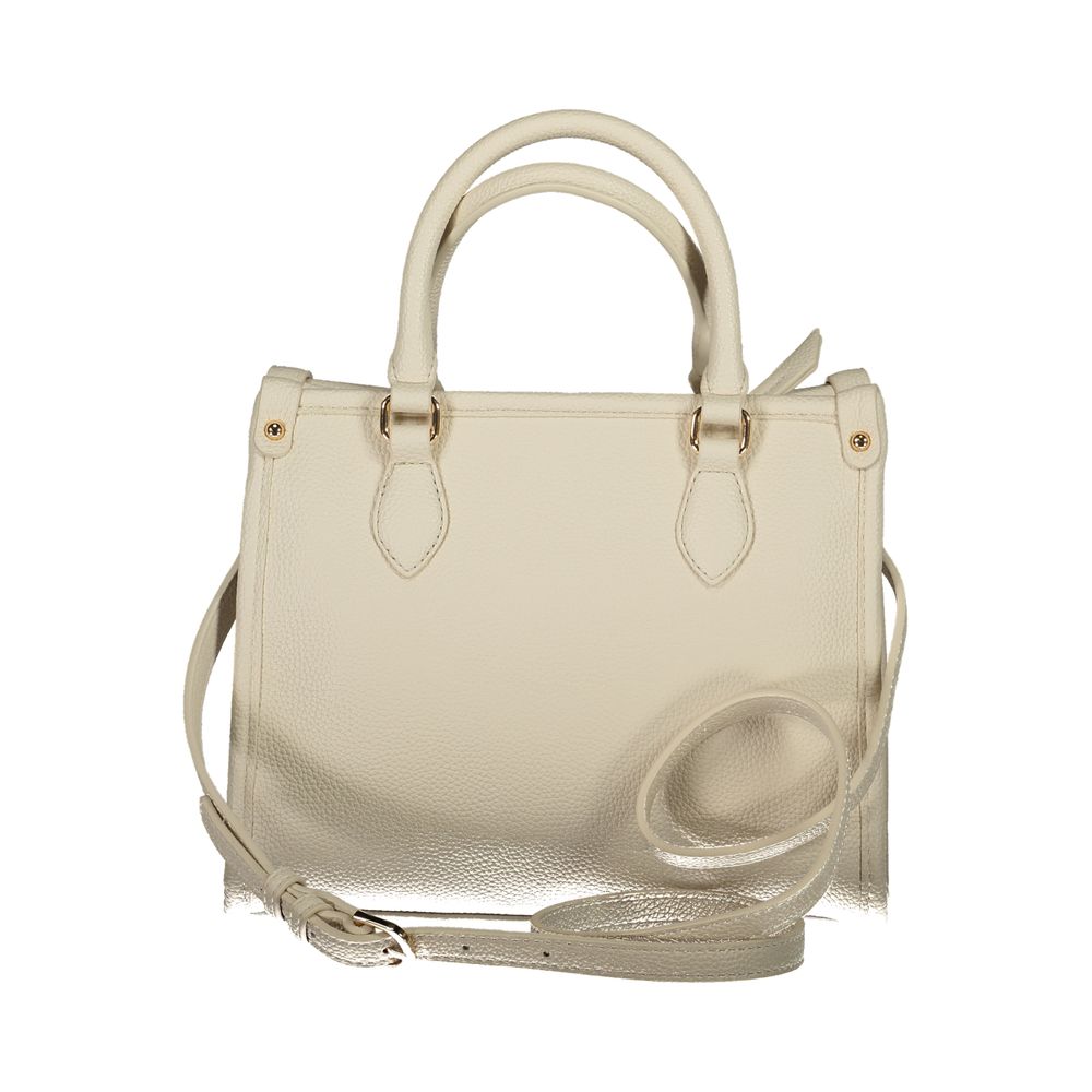 Mario Valentino Beige Leather-Effect Handbag with Two Handles