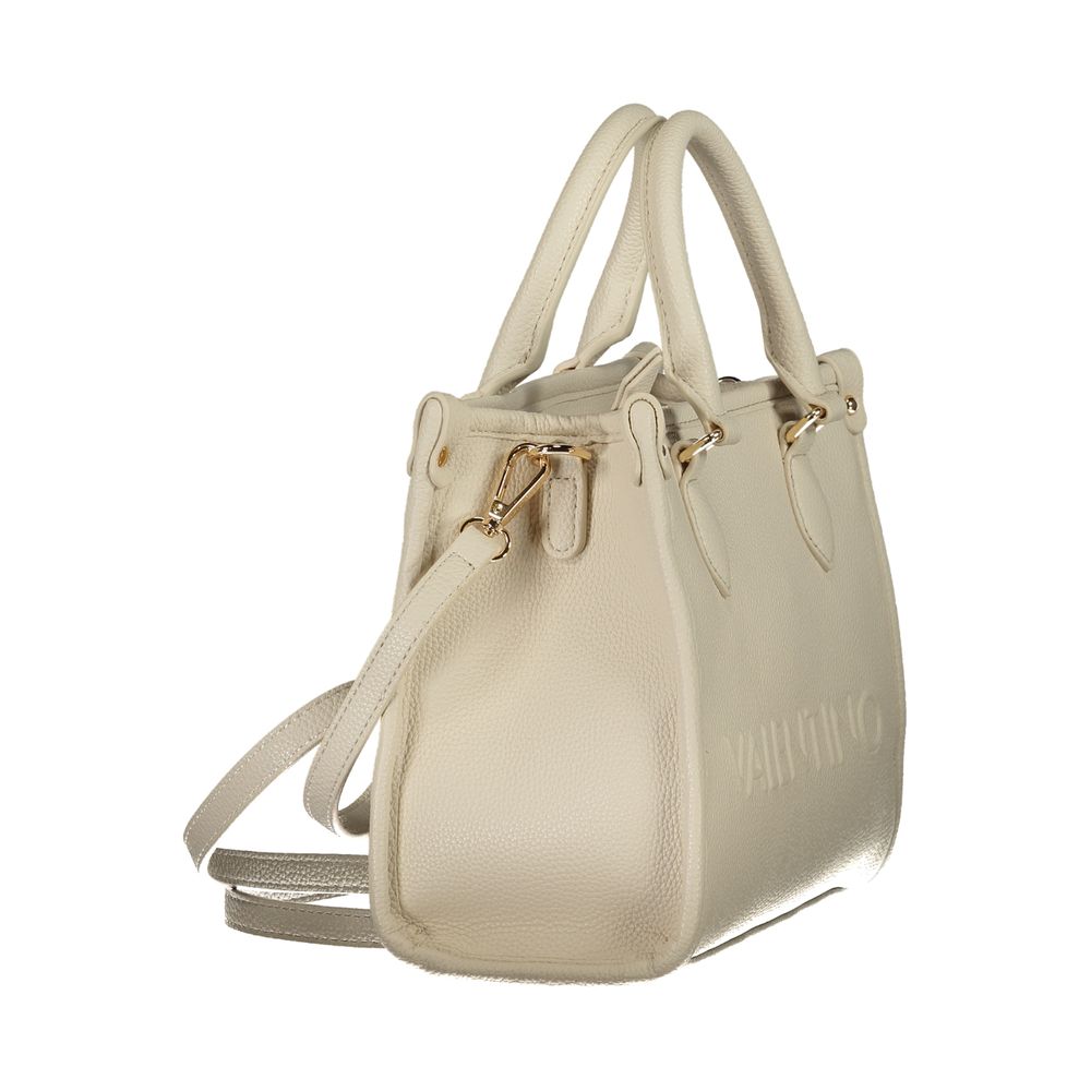 Mario Valentino Beige Leather-Effect Handbag with Two Handles