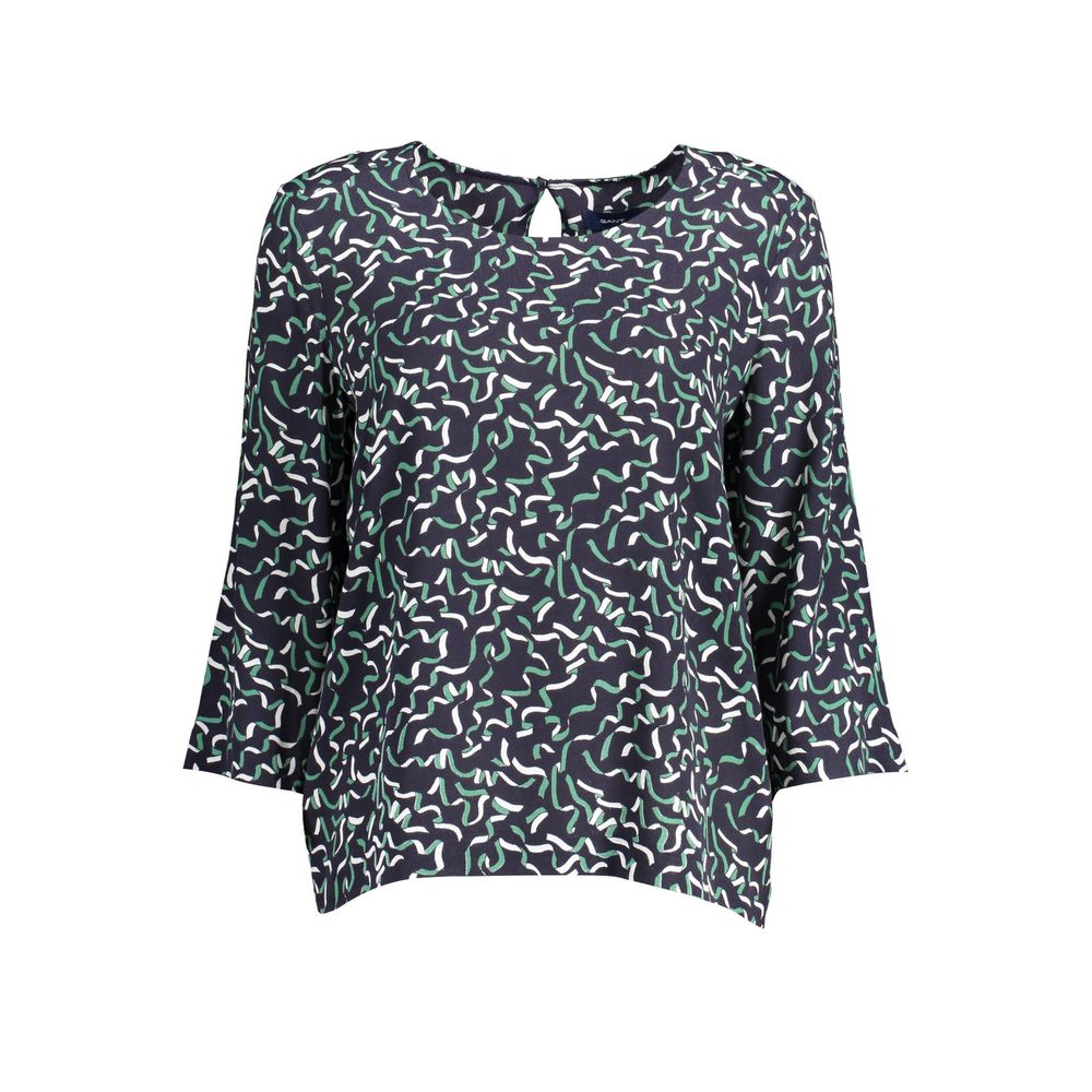 Gant Blue Viscose Sweater with 3/4 Sleeves