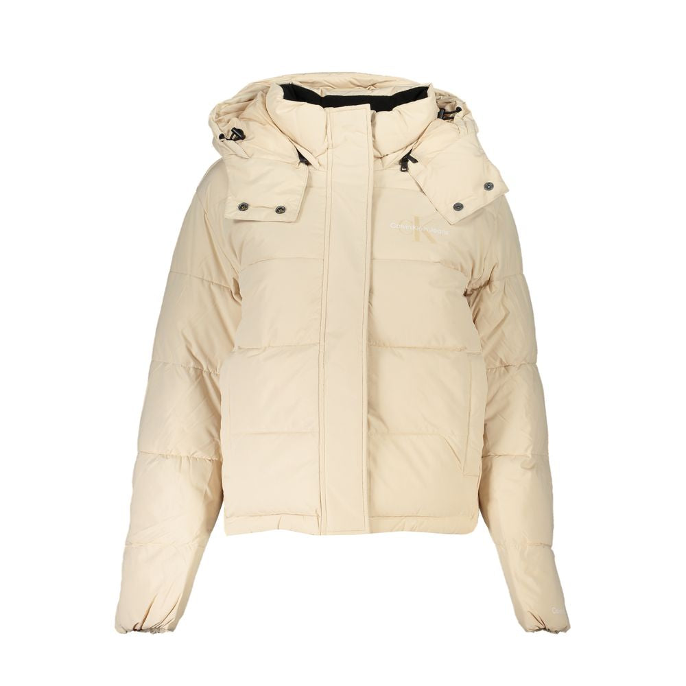 Calvin Klein Beige Long Sleeved Jacket with Removable Hood