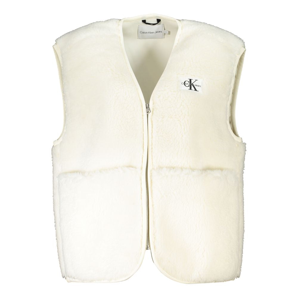Calvin Klein White Recycled Polyester Sleeveless Jacket