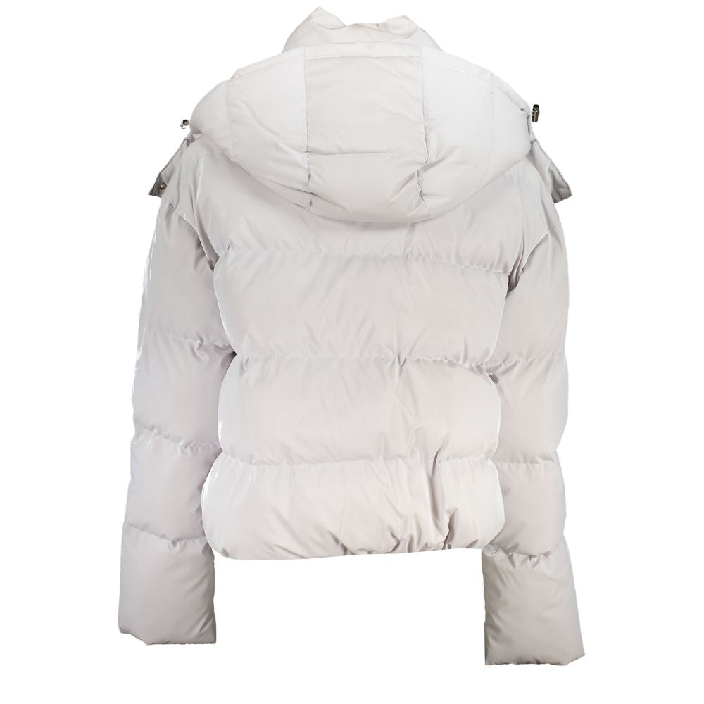 Patrizia Pepe White Polyethylene Jacket with Removable Hood