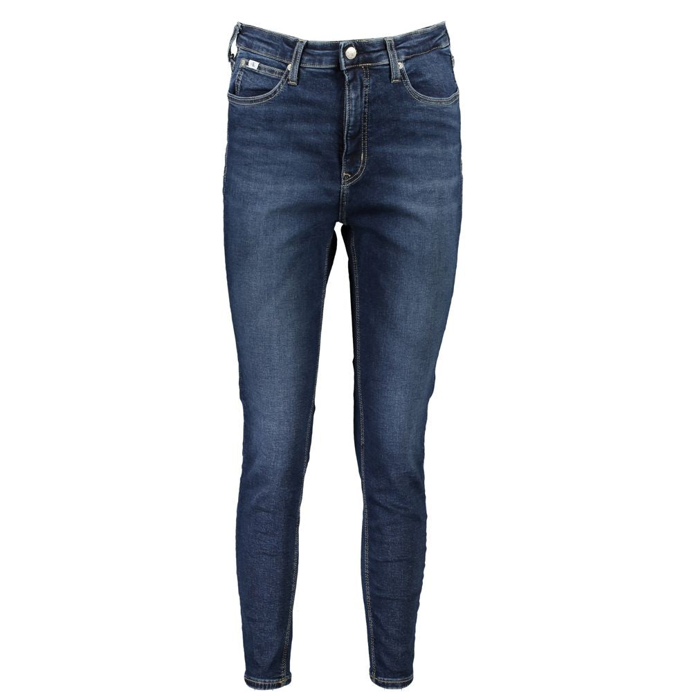 Calvin Klein Blue Cotton High Rise Super Skinny Ankle Jeans