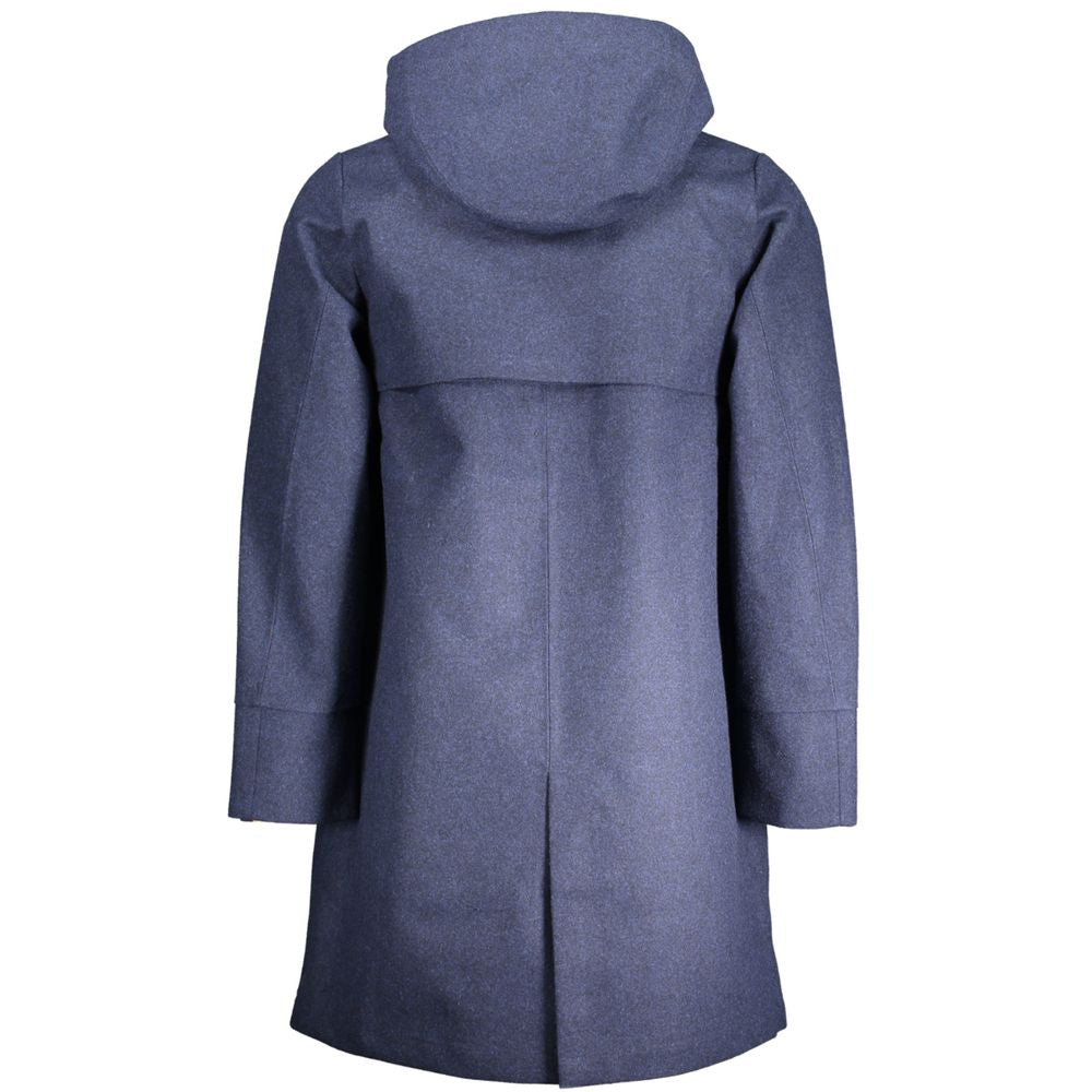 K-WAY Blue Polyester Jacket with Removable Hood