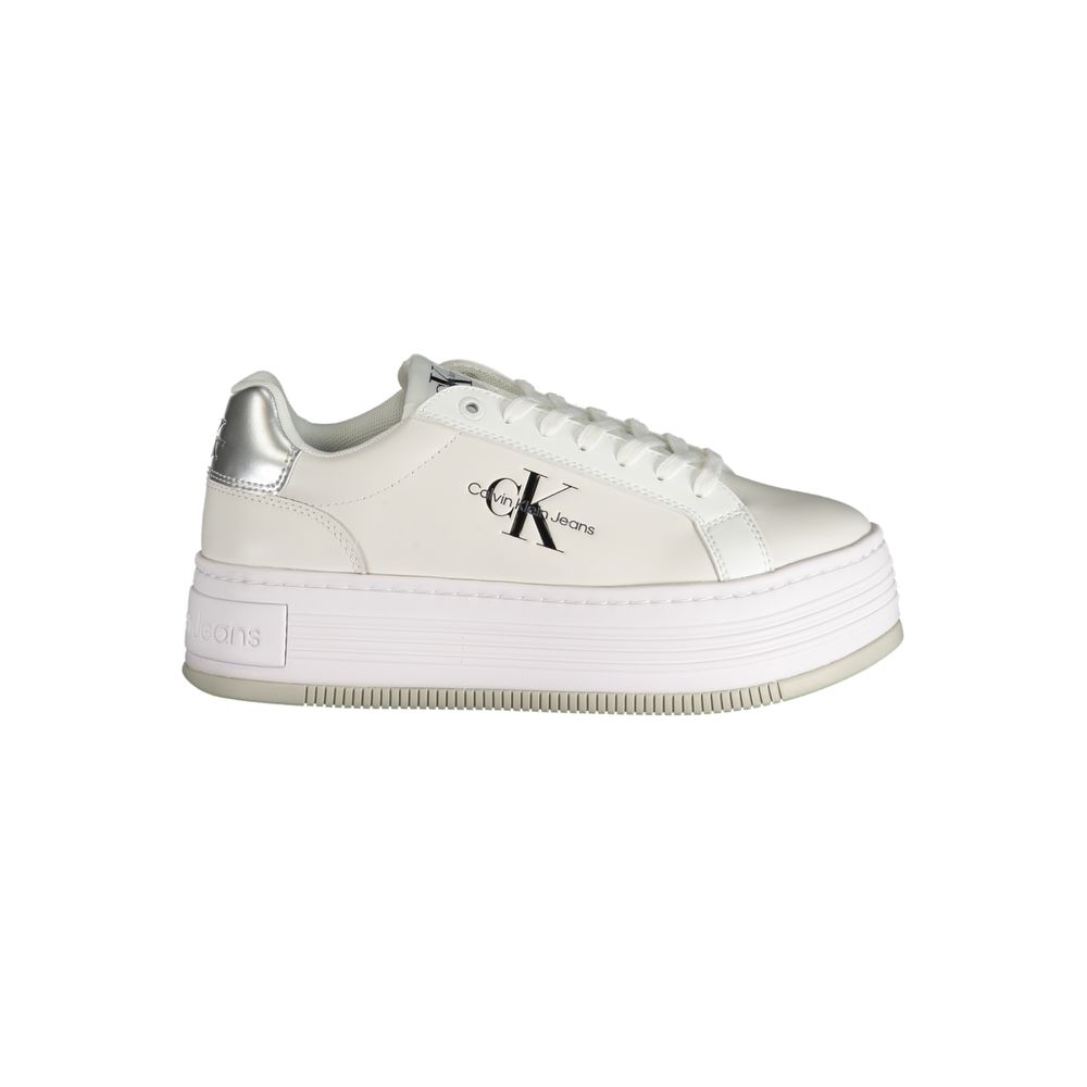 Calvin Klein White Polyester Sneaker with Wedge