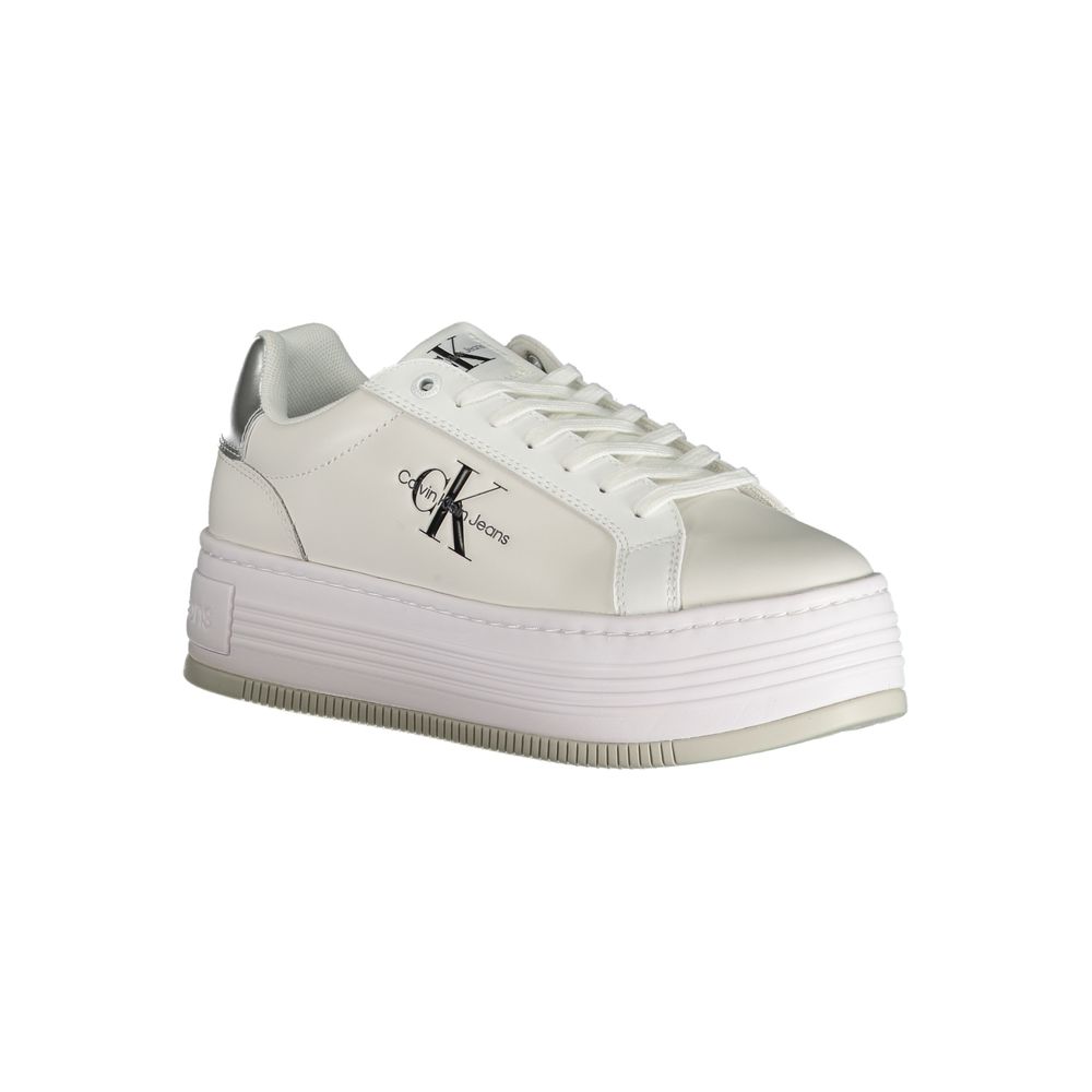 Calvin Klein White Polyester Sneaker with Wedge