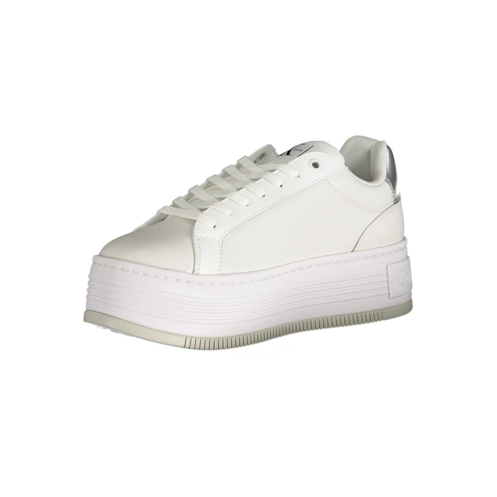 Calvin Klein White Polyester Sneaker with Wedge