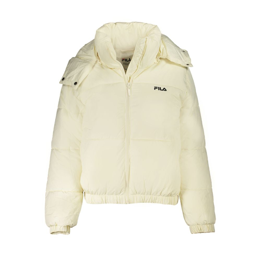 Fila Beige Polyester Jacket with Removable Hood