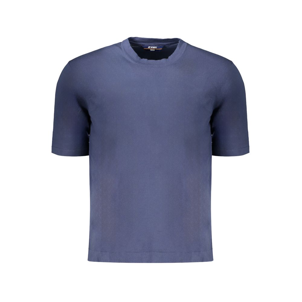 K-WAY Blue Cotton Sweater - Short Sleeved Crew Neck T-Shirt with Logo