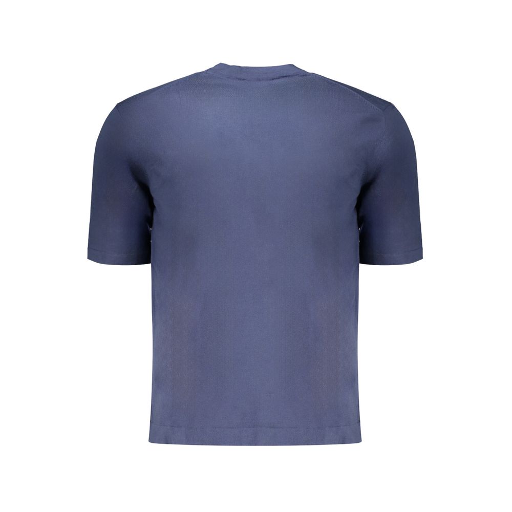 K-WAY Blue Cotton Sweater - Short Sleeved Crew Neck T-Shirt with Logo