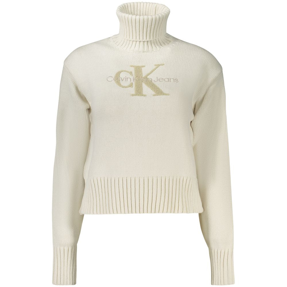 Calvin Klein White Cotton Turtleneck Sweater