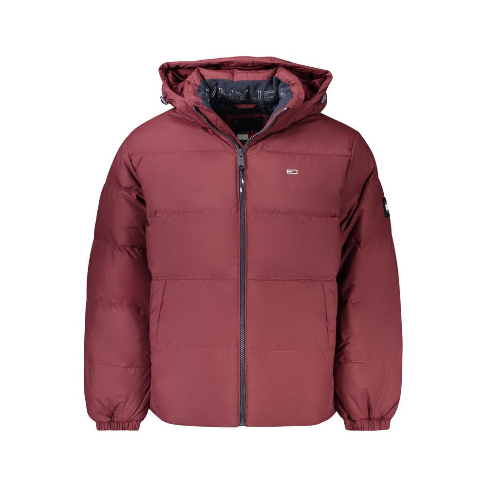 Tommy Hilfiger Red Polyester Jacket with Removable Hood