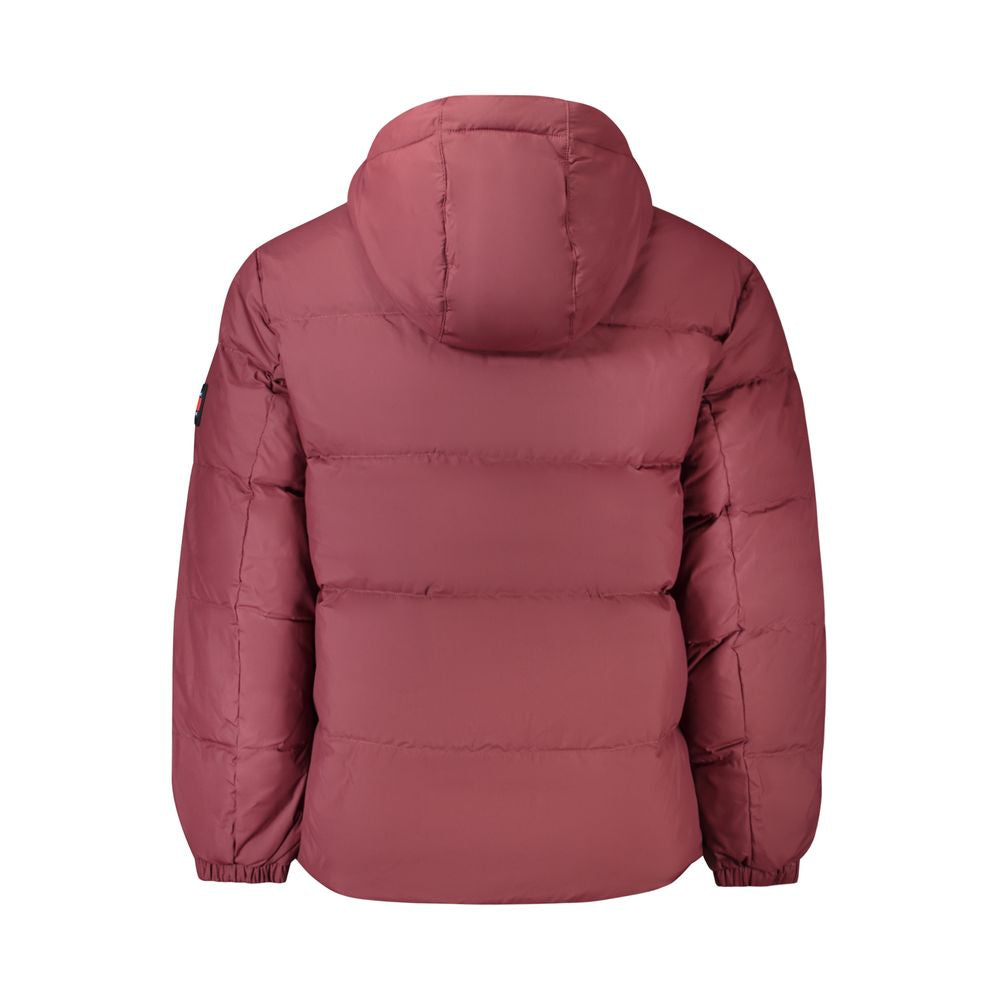 Tommy Hilfiger Red Polyester Jacket with Removable Hood