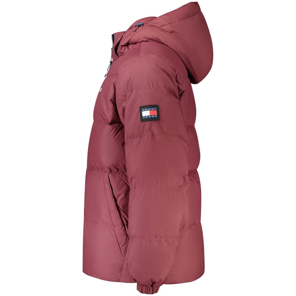 Tommy Hilfiger Red Polyester Jacket with Removable Hood