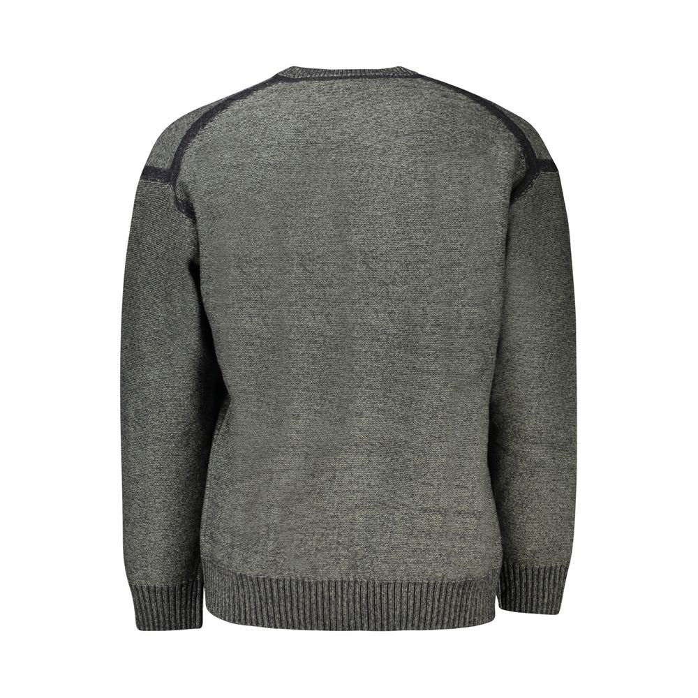 Hugo Boss Gray Wool Sweater with Contrasting Details