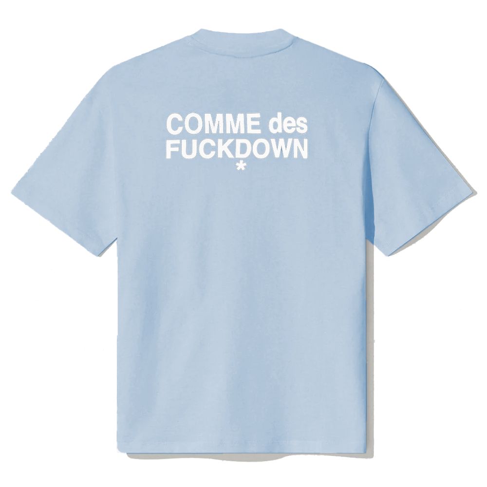 Comme Des Fuckdown Blue Cotton Tee - Bold Streetwear Style