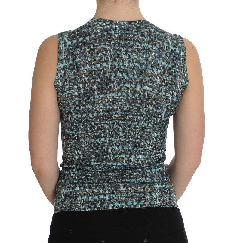 - Elegant Blue Wool Vest Pullover Top