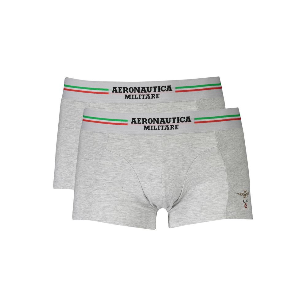 Aeronautica Militare Gray Cotton Underwear Boxer Shorts - Bi-Pack