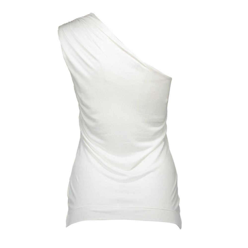 Love Moschino White Elastane One Shoulder Tank Top