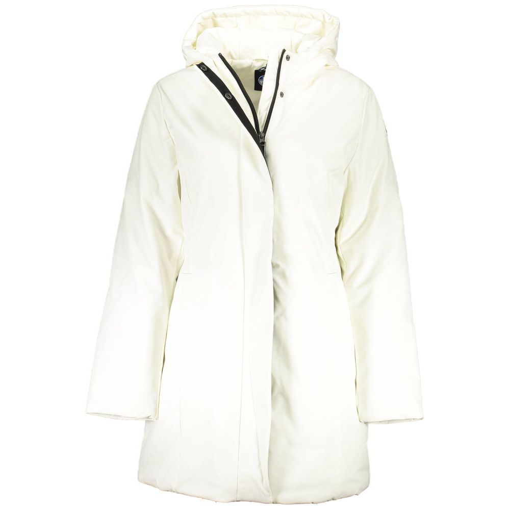North Sails White Polyester Long-Sleeved Jacket with Hood
