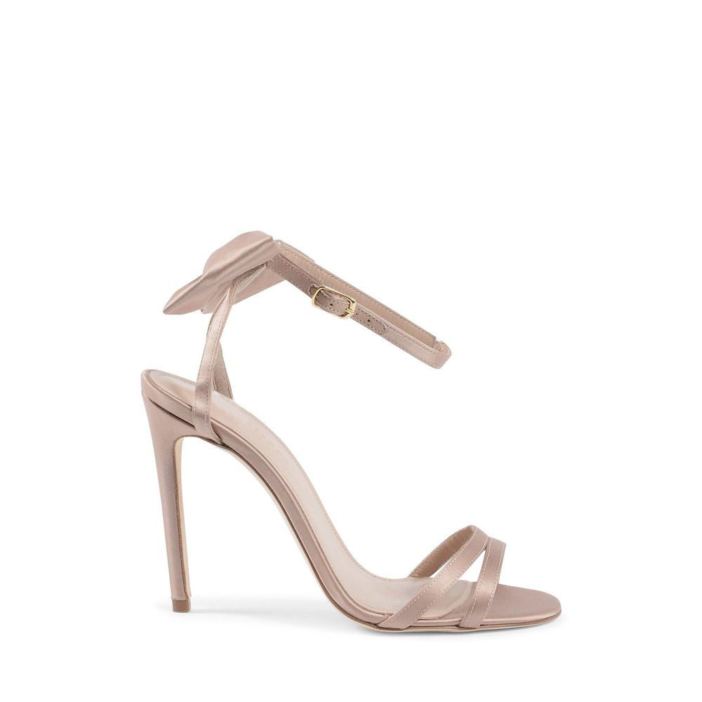 Dee Ocleppo Beige Satin Sandal - Bow Satin Heels
