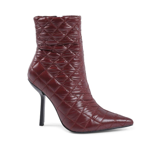 19V69 Italia Bordeaux Fabric Boot - Quilted Ankle Boots in Brown