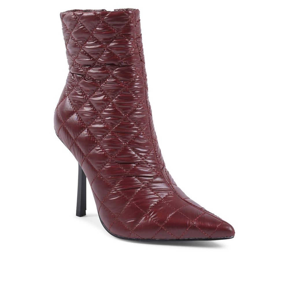 19V69 Italia Bordeaux Fabric Boot - Quilted Ankle Boots in Brown