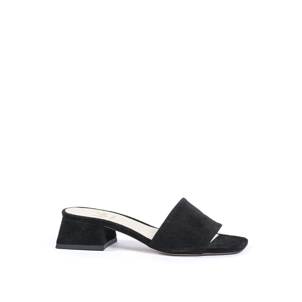 19V69 Italia Black Leather Sandal - Elegant Comfort