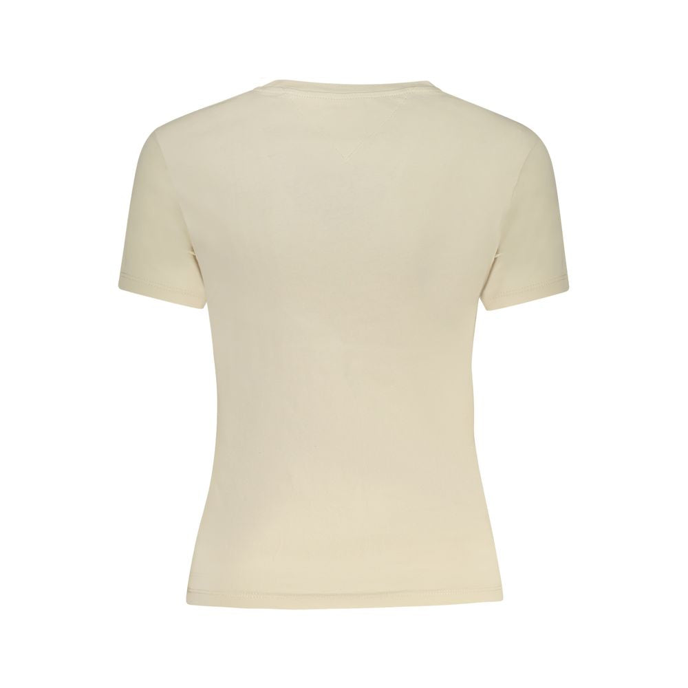 Tommy Hilfiger Beige Cotton Wide Neck T-Shirt