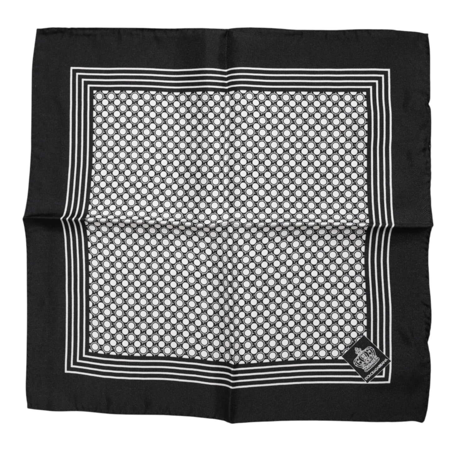 Dolce & Gabbana Black and White Patterned Square Men Foulard Scarf