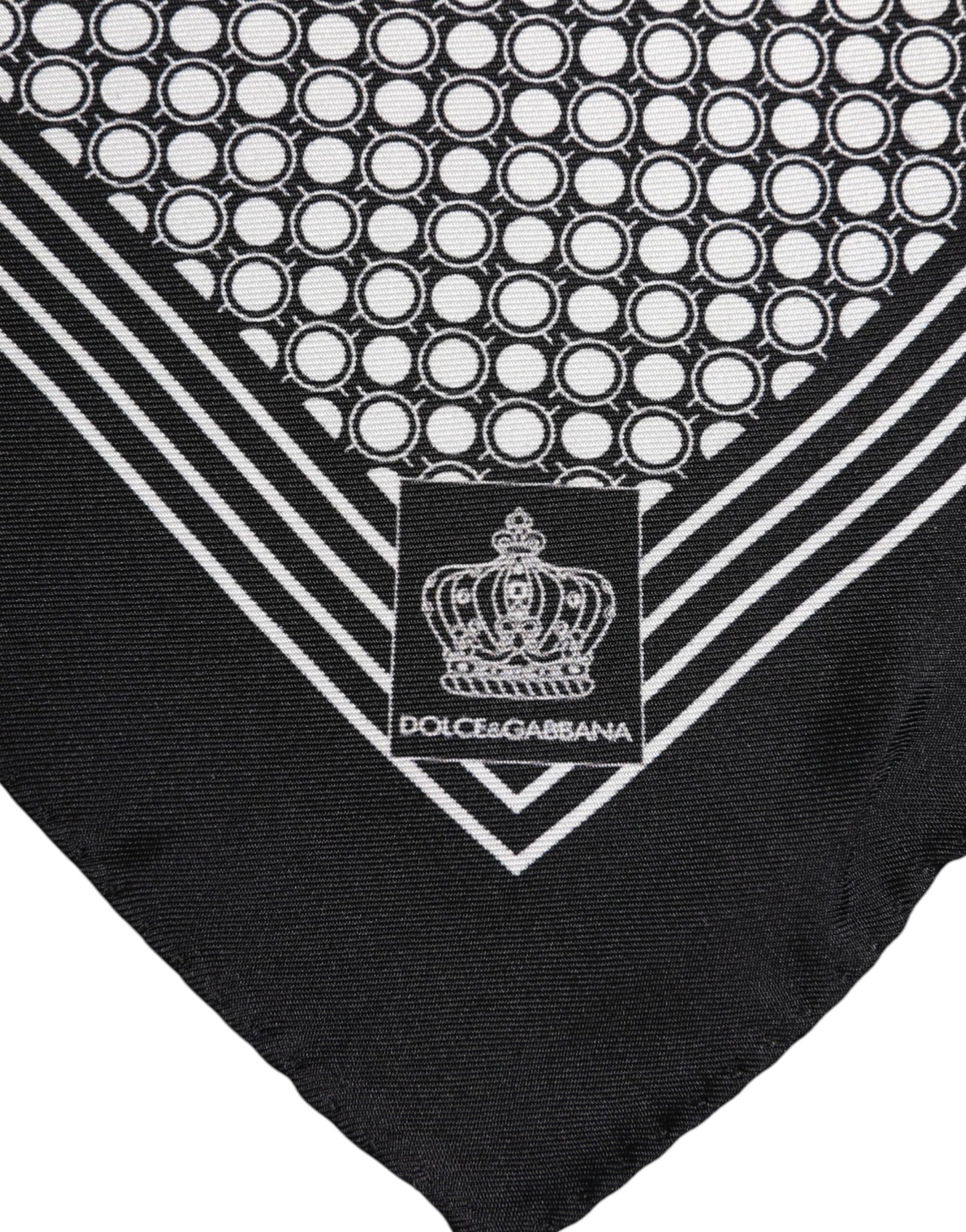 Dolce & Gabbana Black and White Patterned Square Men Foulard Scarf