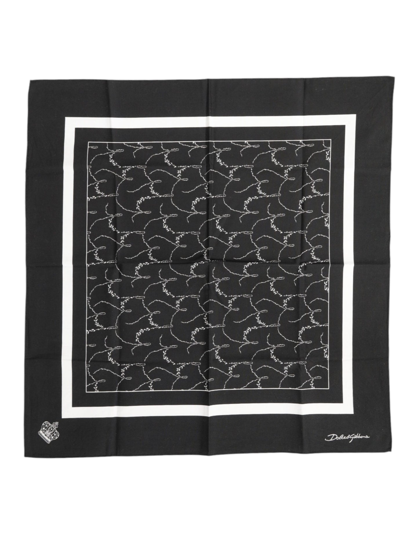 Dolce & Gabbana Black White Printed Square Foulard Scarf - Luxurious Silk Accessory