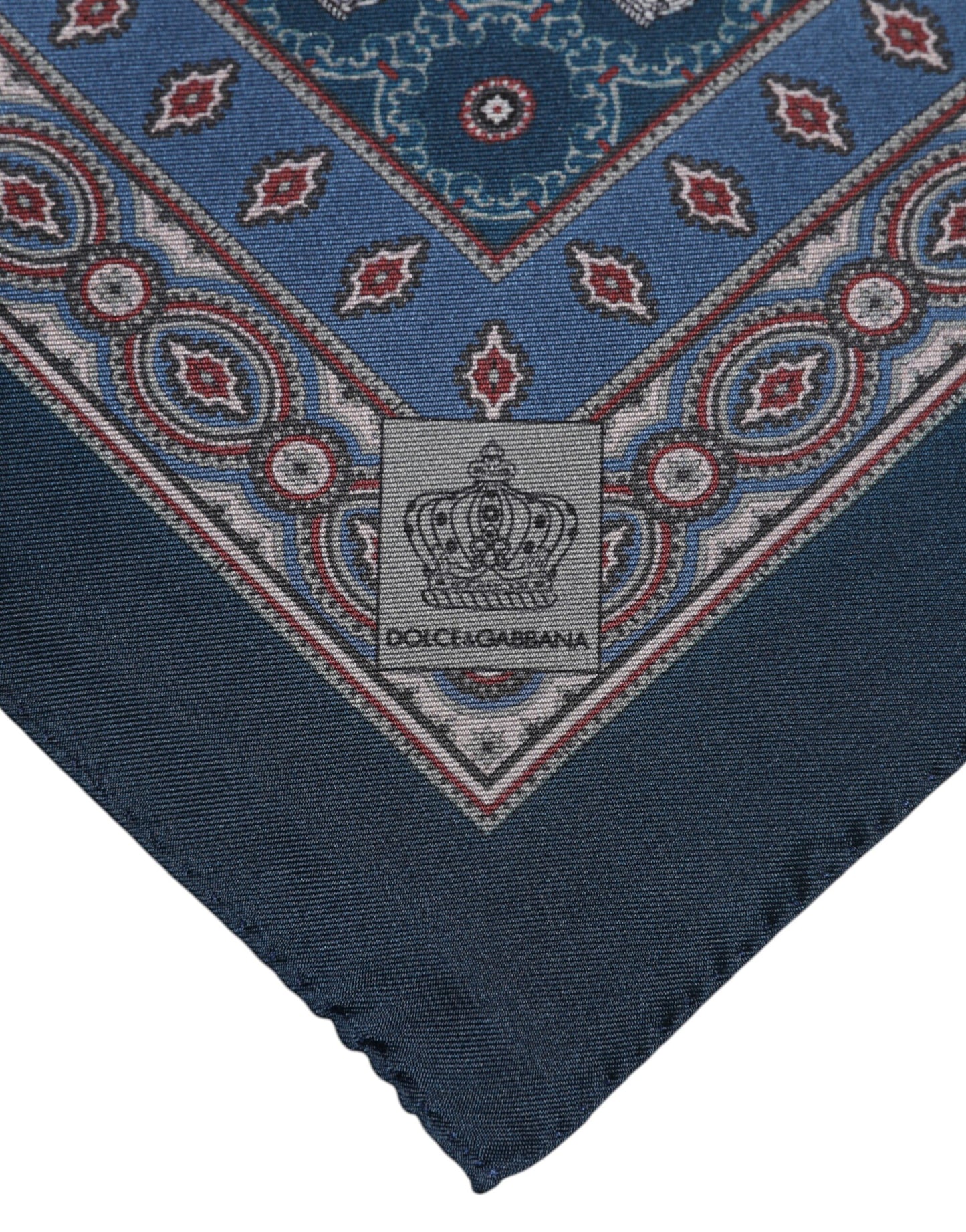Dolce & Gabbana Blue Printed Silk Square Foulard Scarf for Men