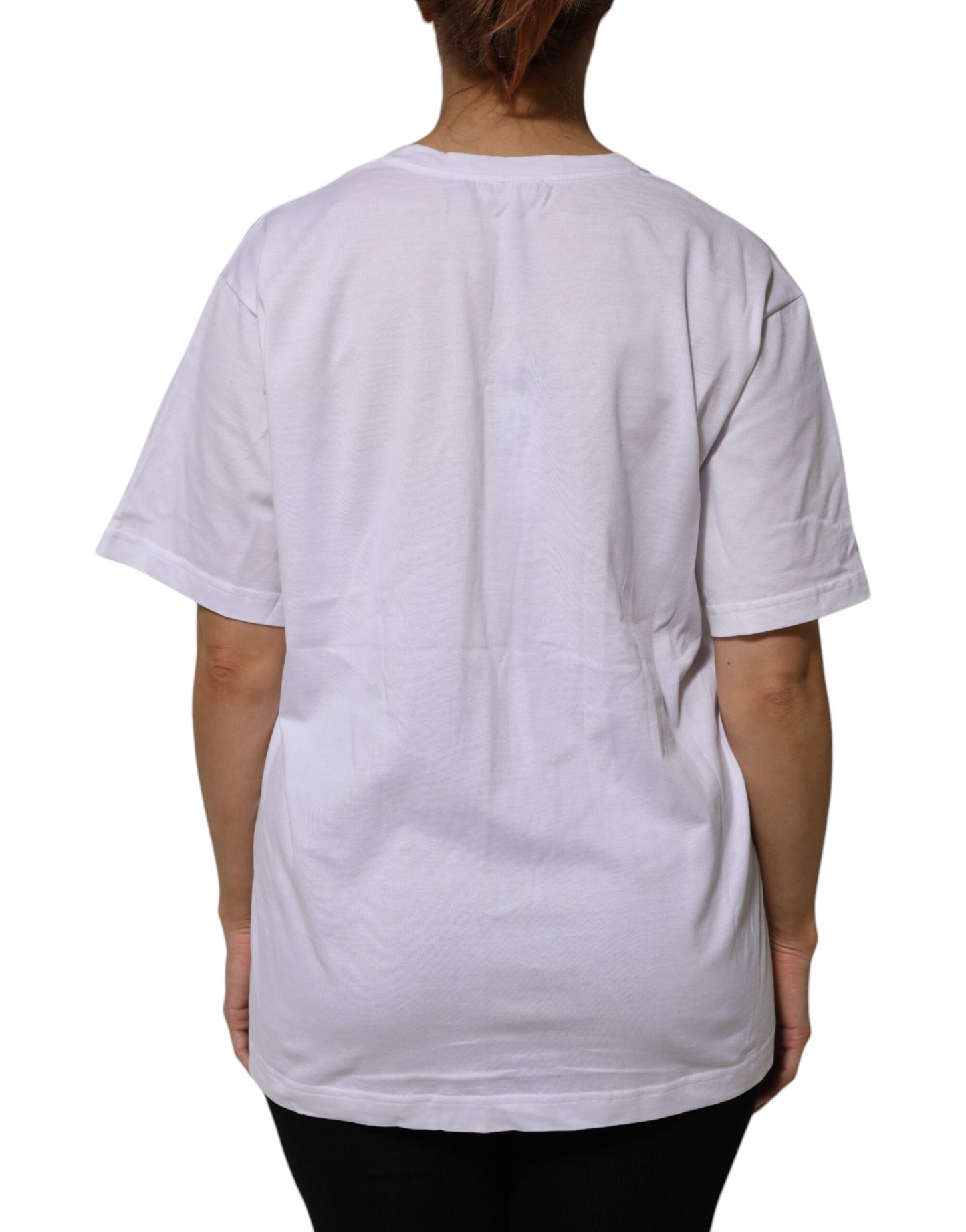 Dolce & Gabbana White Cotton V-Neck Short Sleeves T-Shirt