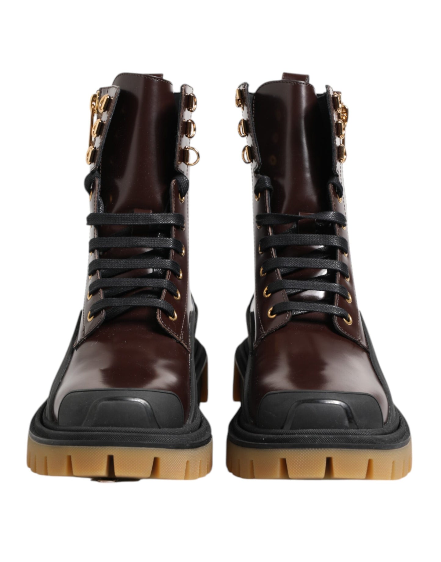 Dolce & Gabbana Brown Black Leather Boots
