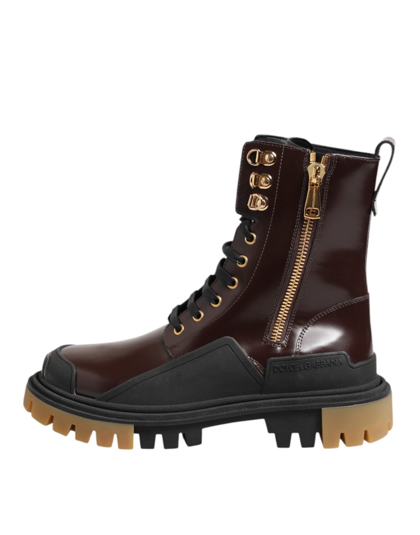 Dolce & Gabbana Brown Black Leather Boots