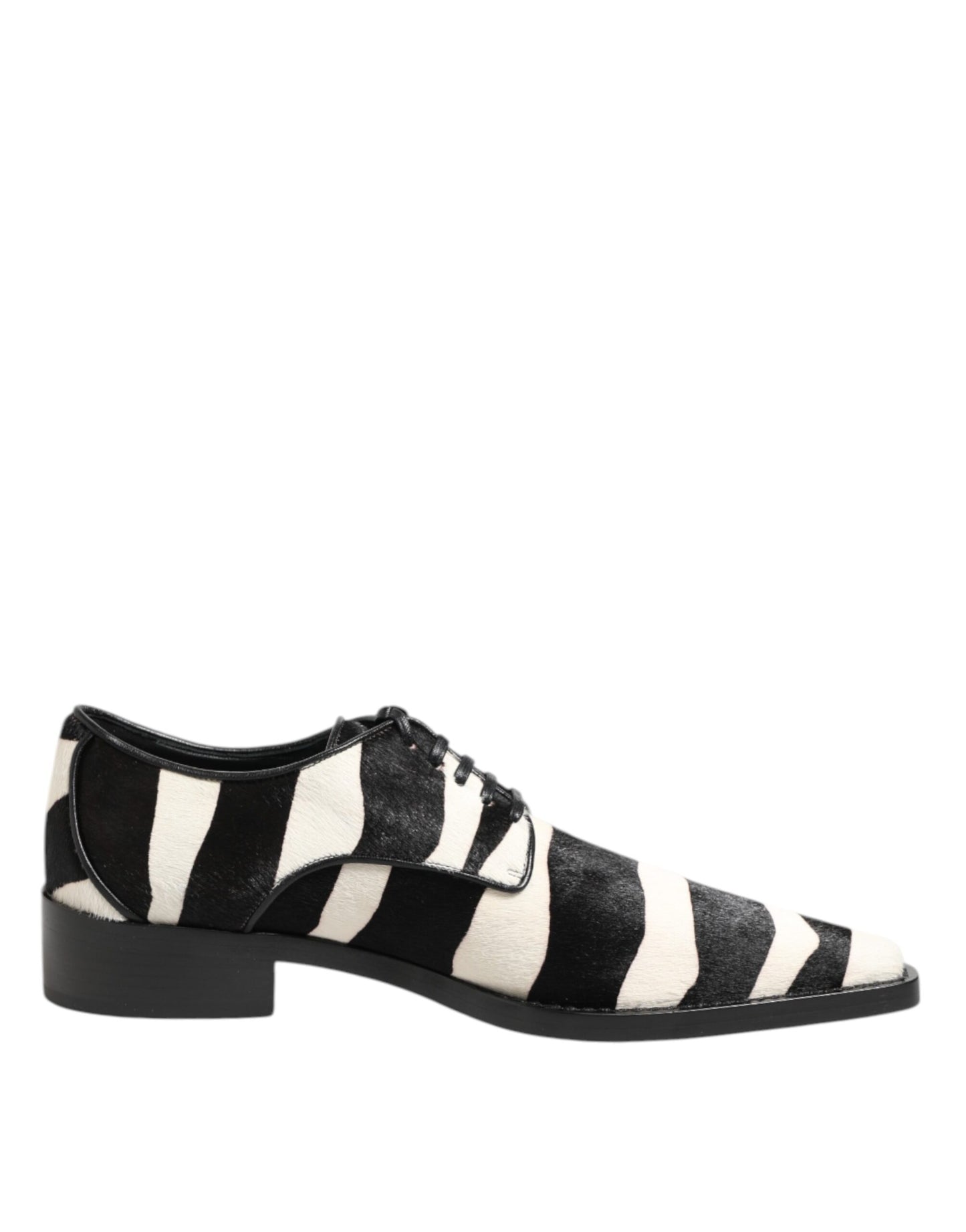 Dolce & Gabbana Black and White Zebra Pony Fur Derby Shoes